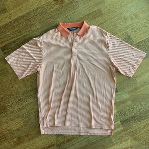 Ralph Lauren Polo Golf Shirt Short Sleeve Orange Striped Men’s Size Large